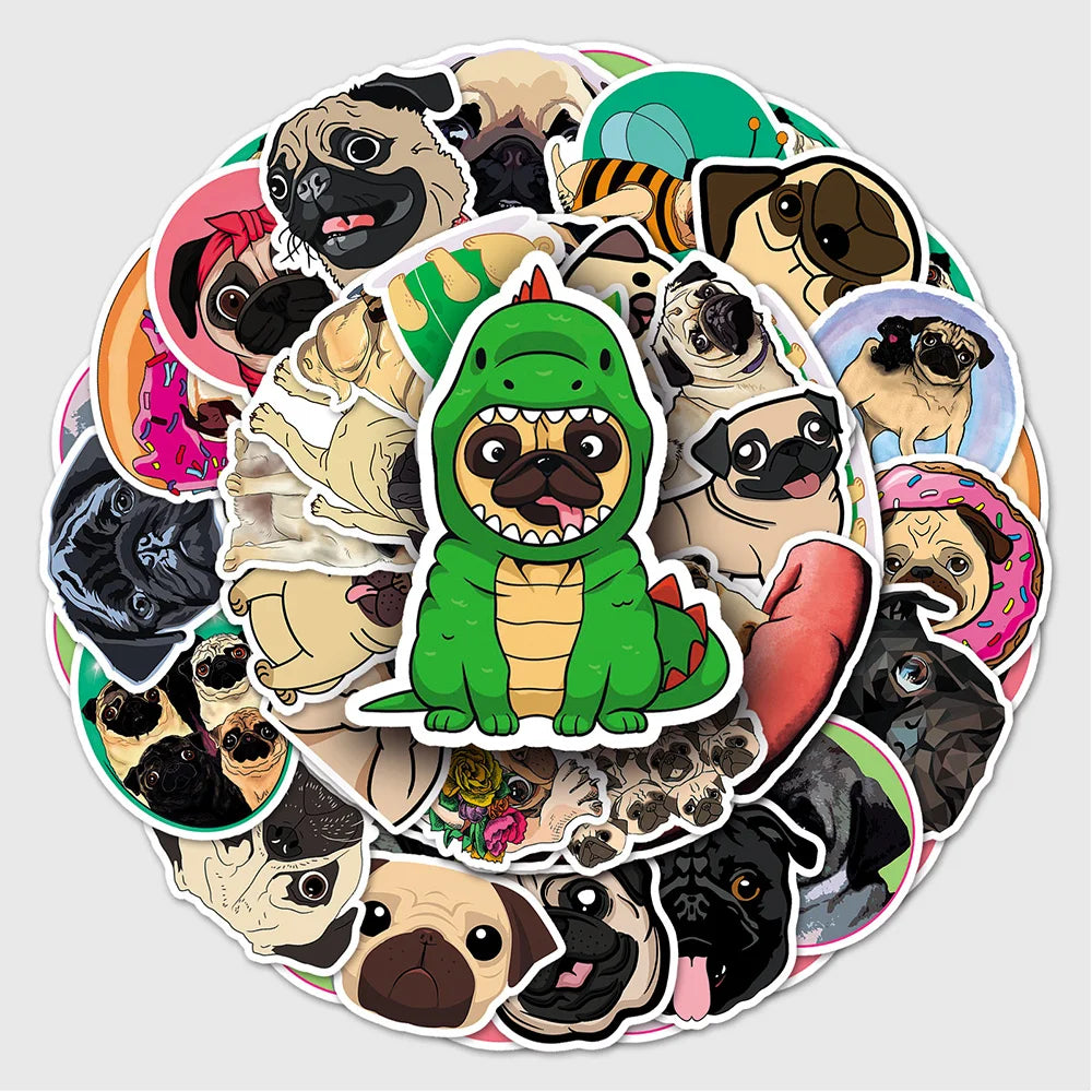 Pug Stickers in 10Pcs