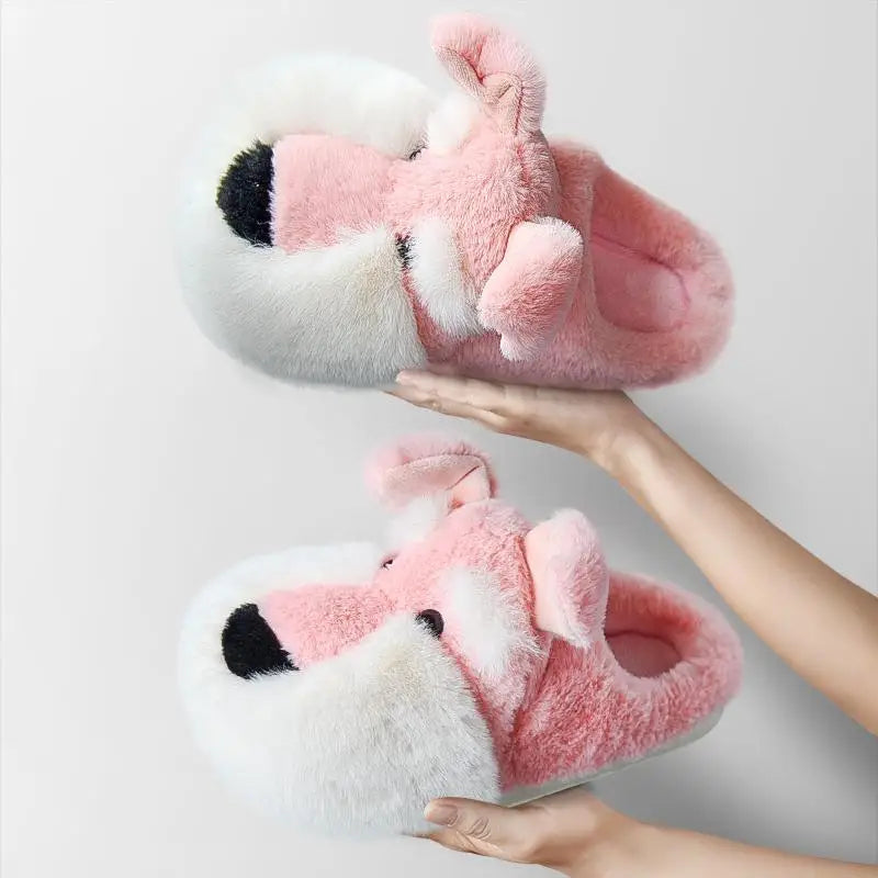 Fluffy Schnauzer Slippers in Pink Slippers