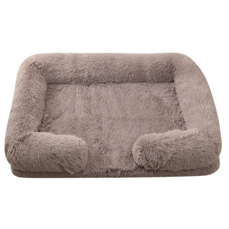 Fluffy Dog Bed in Beige Brown
