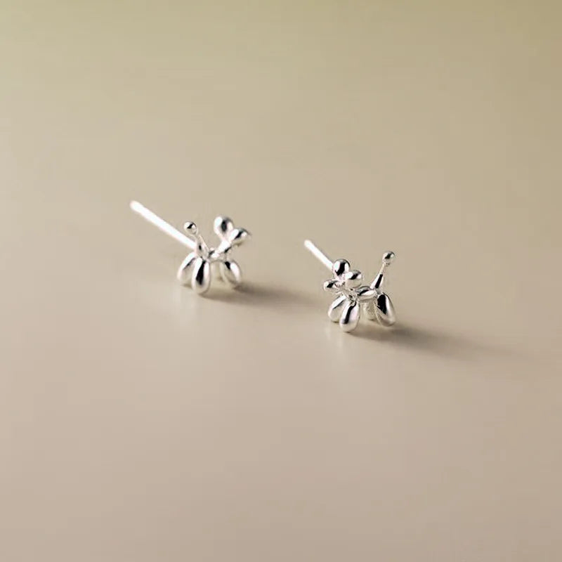 Balloon Dog Earrings in Silver