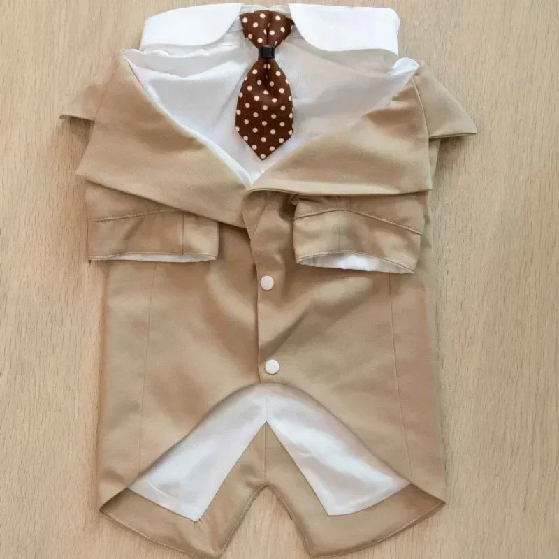 Dog Tuxedo For Wedding in Khaki