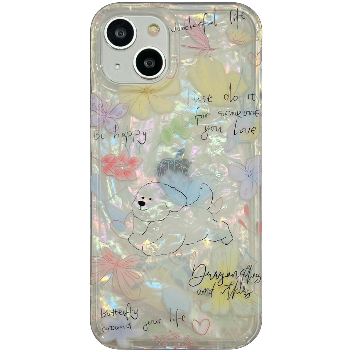 Korean Cute Dog Phone Case For iPhone in White