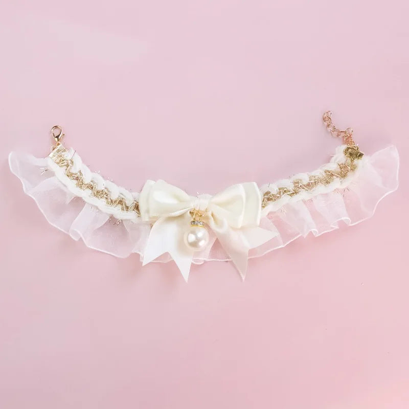 Small Cute Dog Collar in White