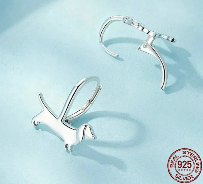 Dog Earrings Sterling Silver