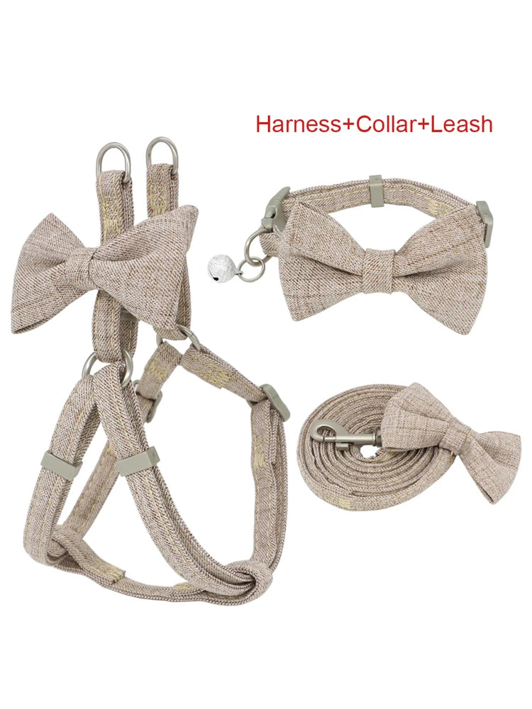 Small Dog Harness And Leash in Khaki