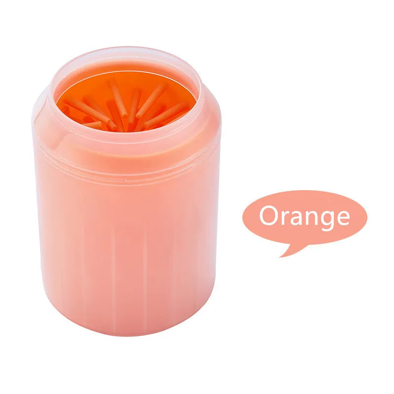 Dog Paw Cleaner Cup in Orange