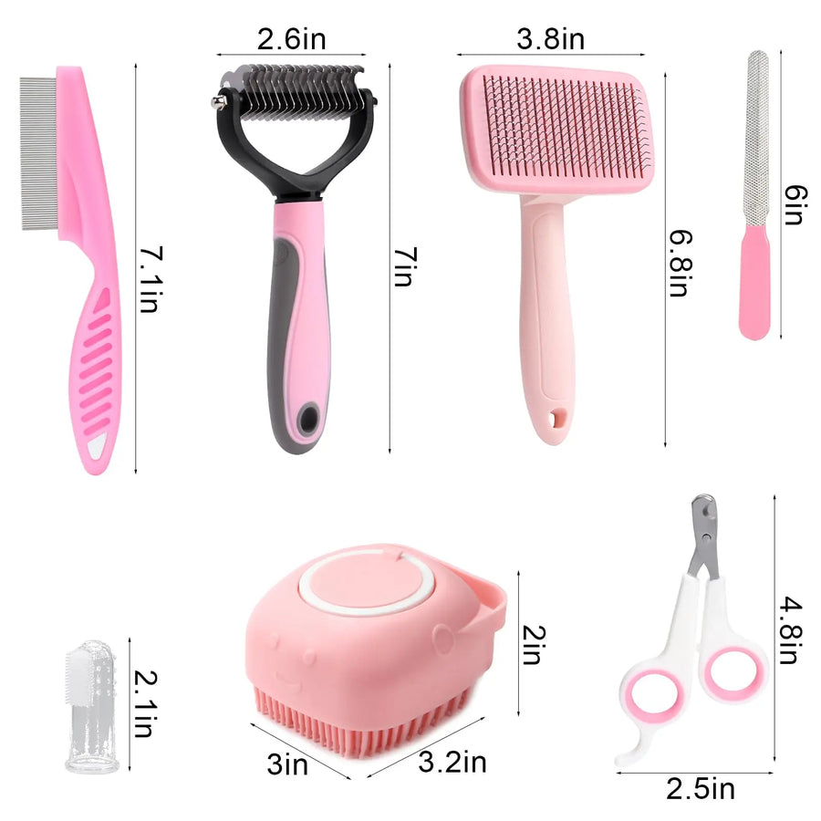 Includes 8 pieces, ensuring you have everything you need to keep your pet looking their best.