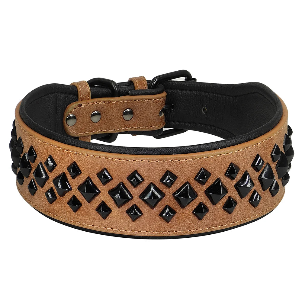 Leather Collar For Medium & Big Dog in Coffee