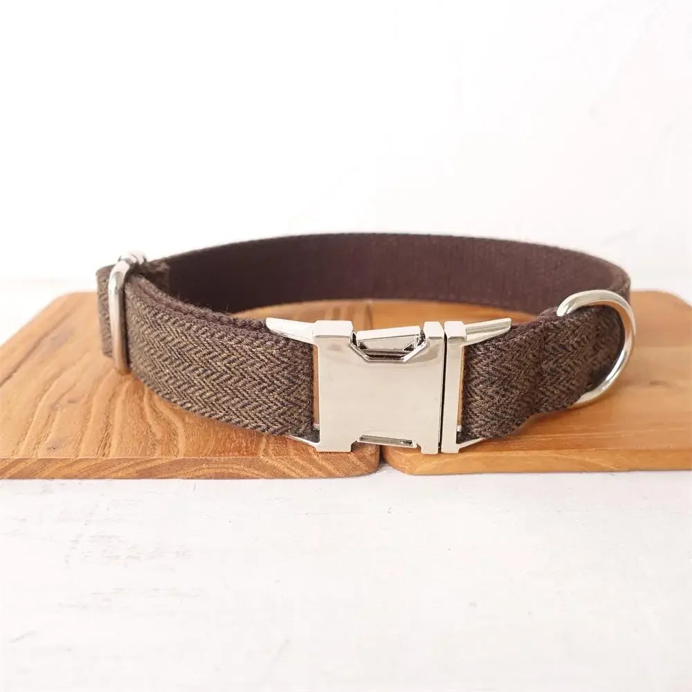 Personalized Buckle Dog Collar in Brown Collar