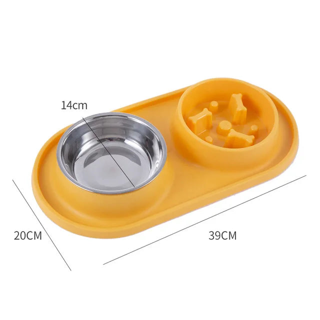 Dog Food Bowl To Slow Down Eating in Yellow