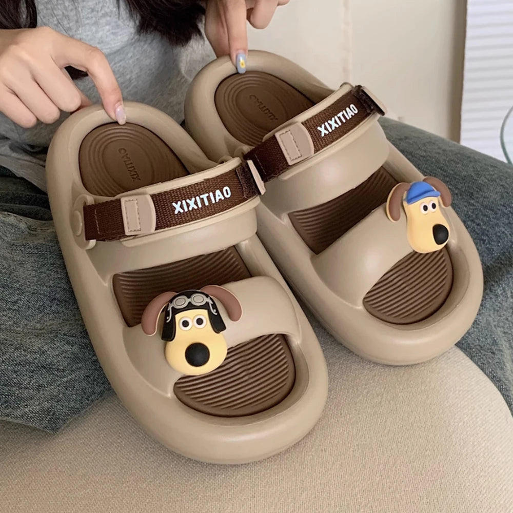 Dog Dad Slippers in Khaki