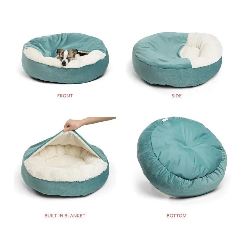 Dog Bed With Hooded Blanket