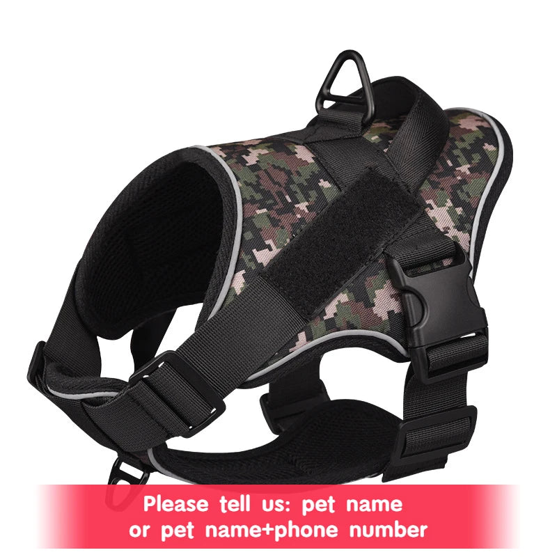 Personalized Dog Harness in Green Camouflage