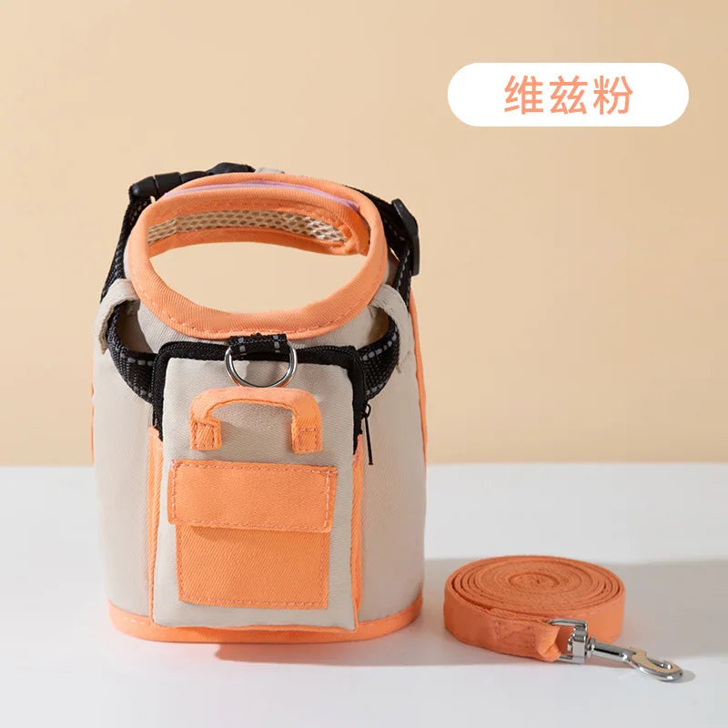 Dog Harness Backpack in Pink backpack