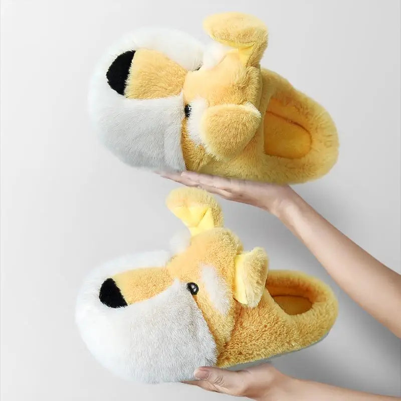 Fluffy Schnauzer Slippers in Yellow Slippers