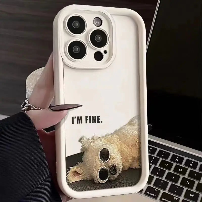 Dog Silicone iPhone Cases in Antique White