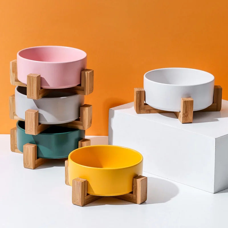 NON SLIP WOOD STAND - Our innovative wood stand design ensures that the bowls stay in place while your pet enjoys their meal. No more messy spills or sliding bowls!