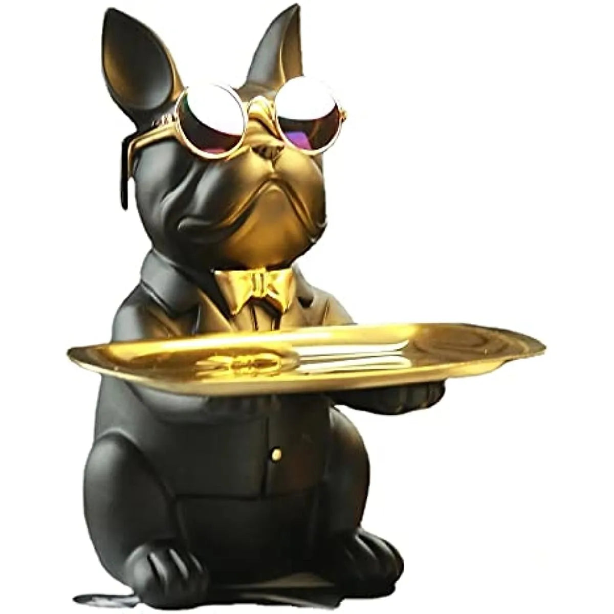 Resin Bulldog Storage Tray Statue