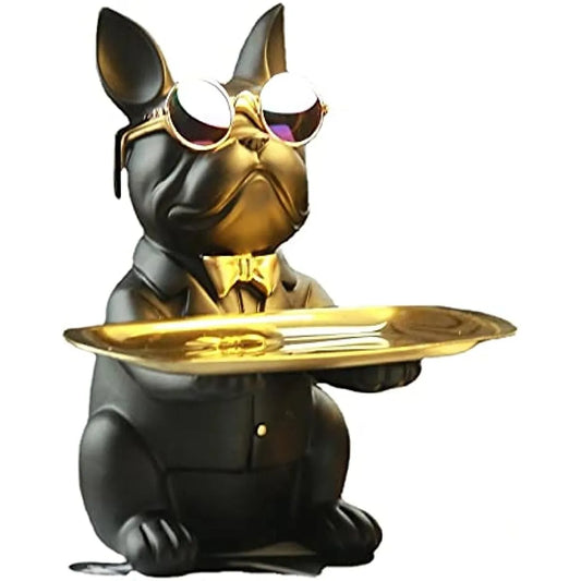 Resin Bulldog Storage Tray Statue