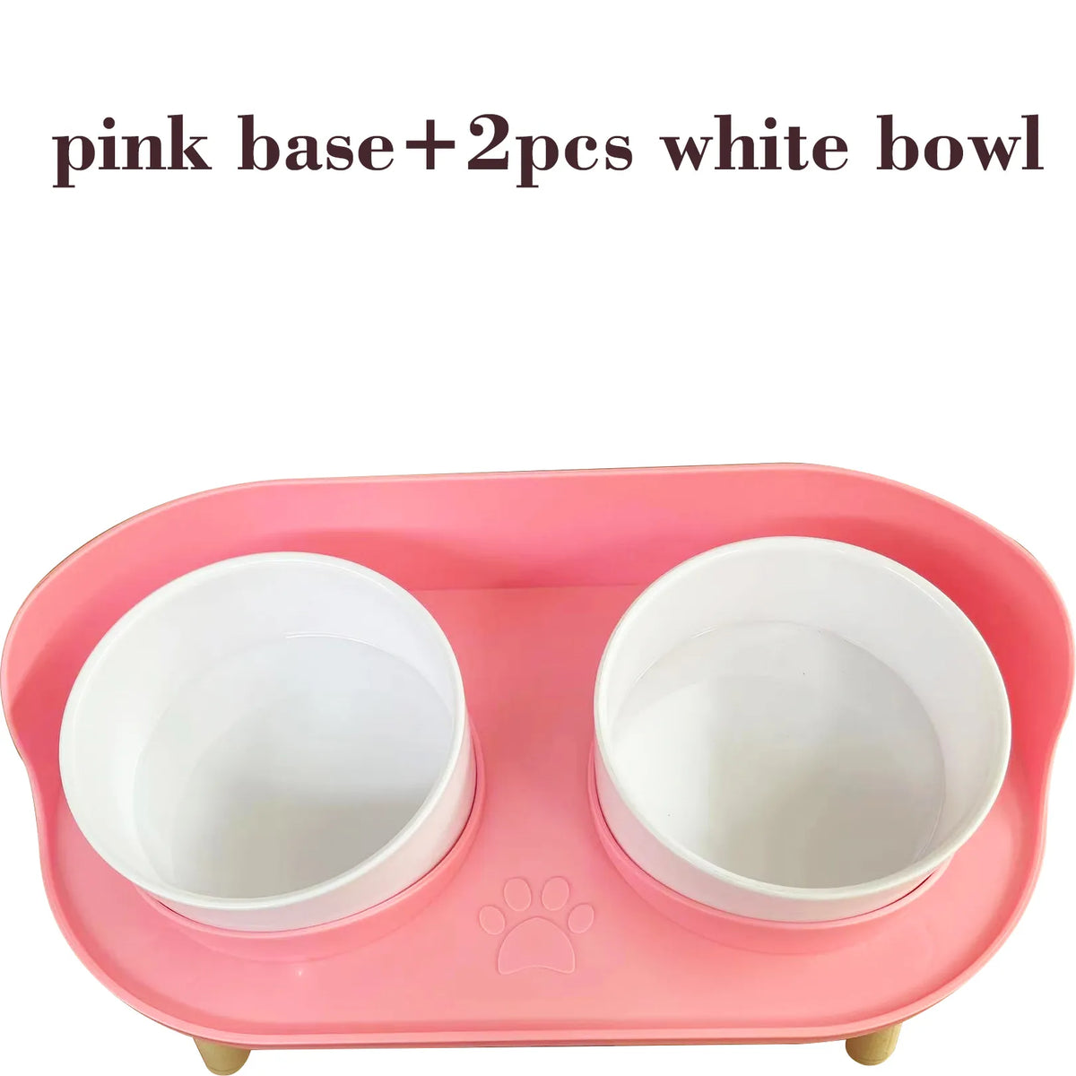 Double Dog Bowl in Pink Base & 2pcs White Bowl