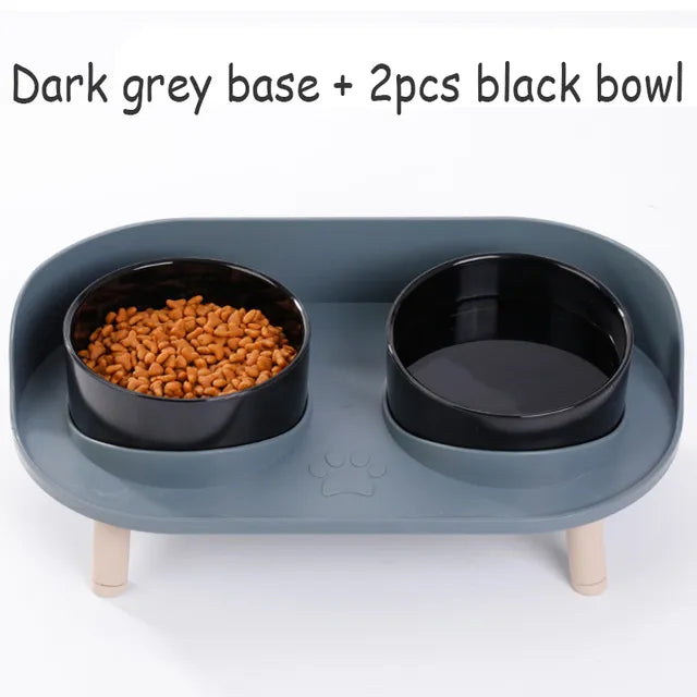 Double Dog Bowl in Gray Base & 2pcs Black Bowl