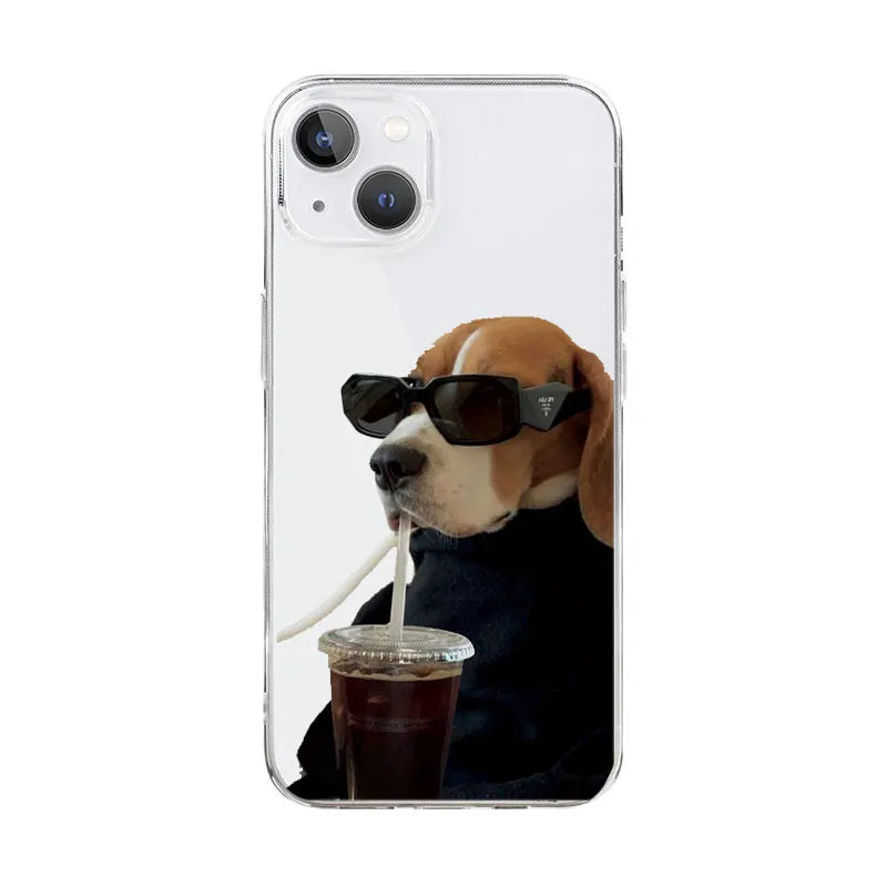 Beagle iPhone Case in Beagle Drinking Coffee