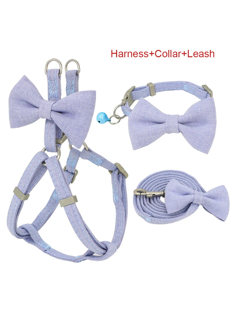 Small Dog Harness And Leash in Blue