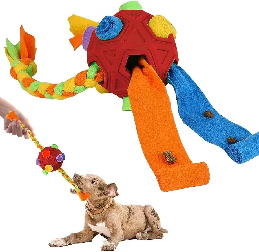 Puzzle Toys For Dogs in Red With Braid