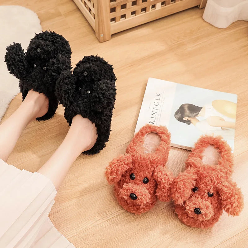 Black dog slippers best sale
