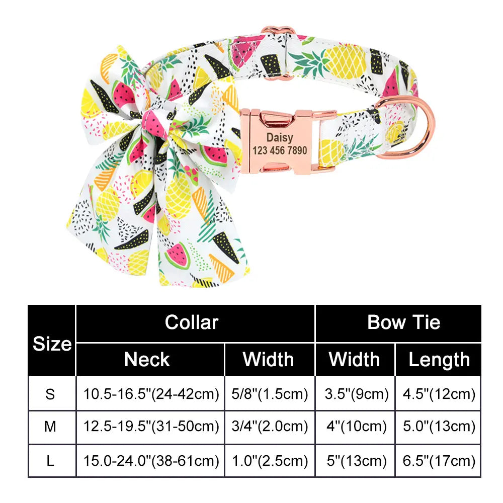 Dog Collar Bow in White Fruit