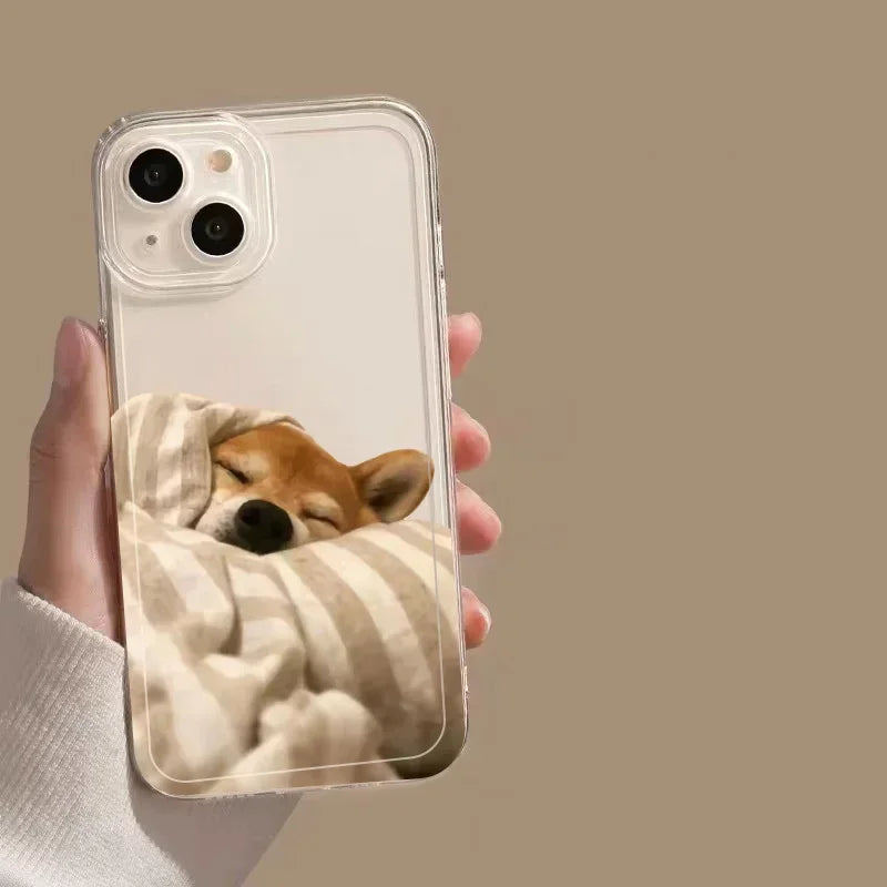 Funny Dog Phone Case For iPhone in Shiba Under the blanket