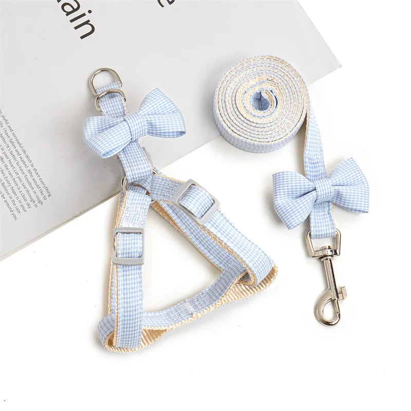 Cute Small Dog Harness in Bow Blue