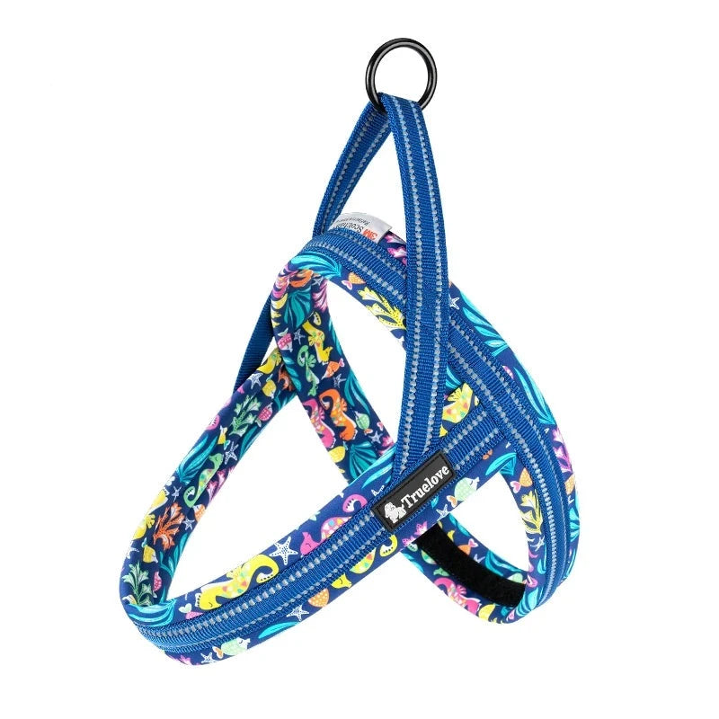 Floral Dog Harness in Blue Atoll