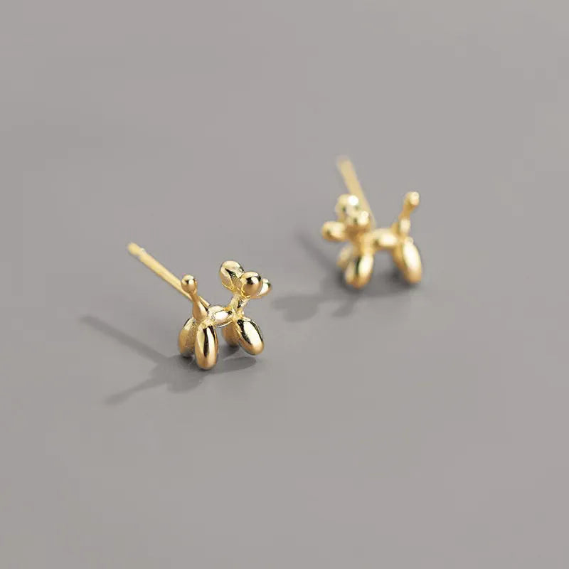 Balloon Dog Earrings in Gold