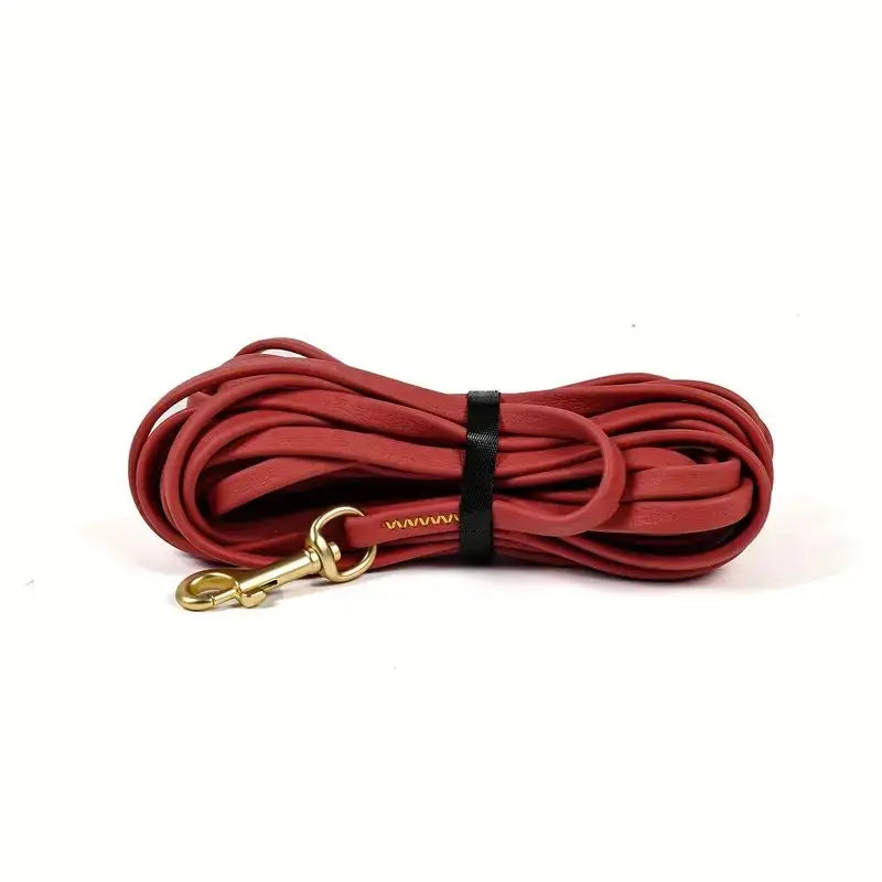 Dog Long Leash in Deep Red