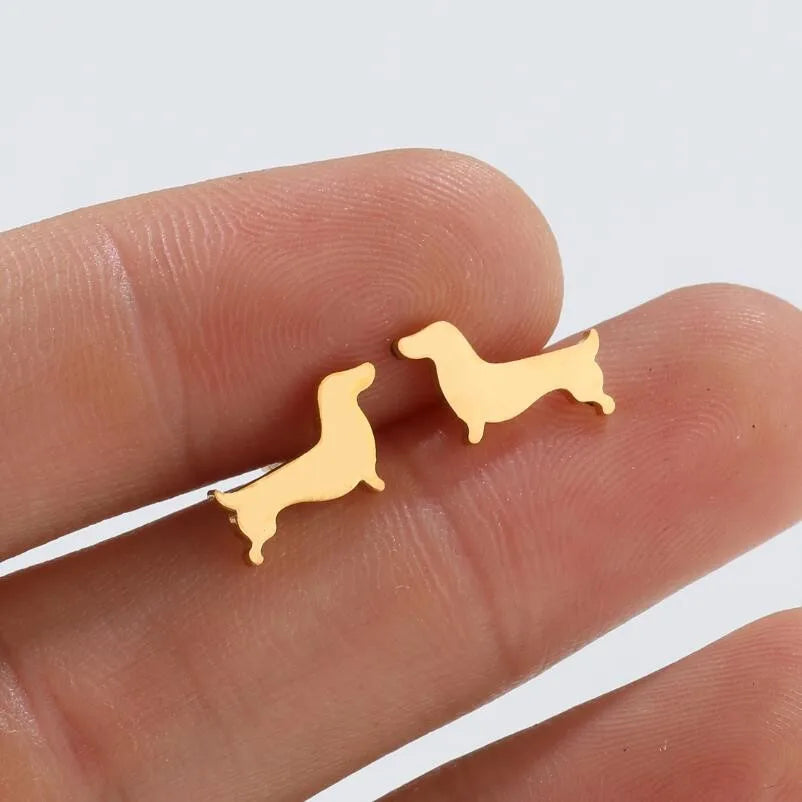 Dog Earrings in Gold