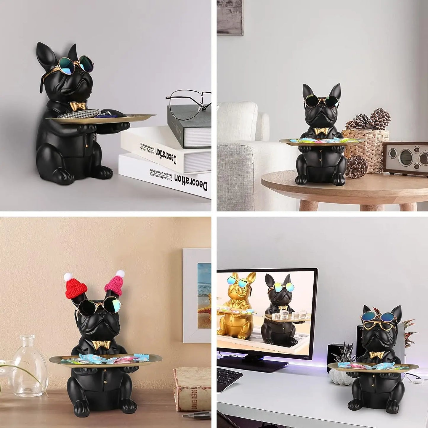 Resin Bulldog Storage Tray Statue