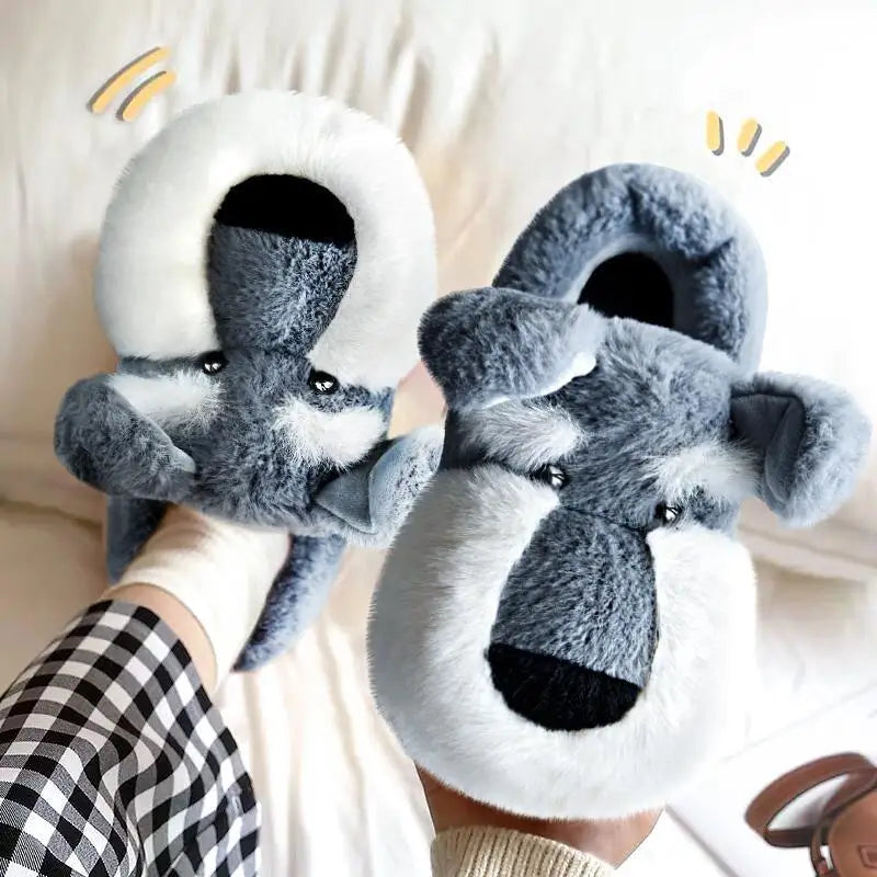 Fluffy Schnauzer Slippers