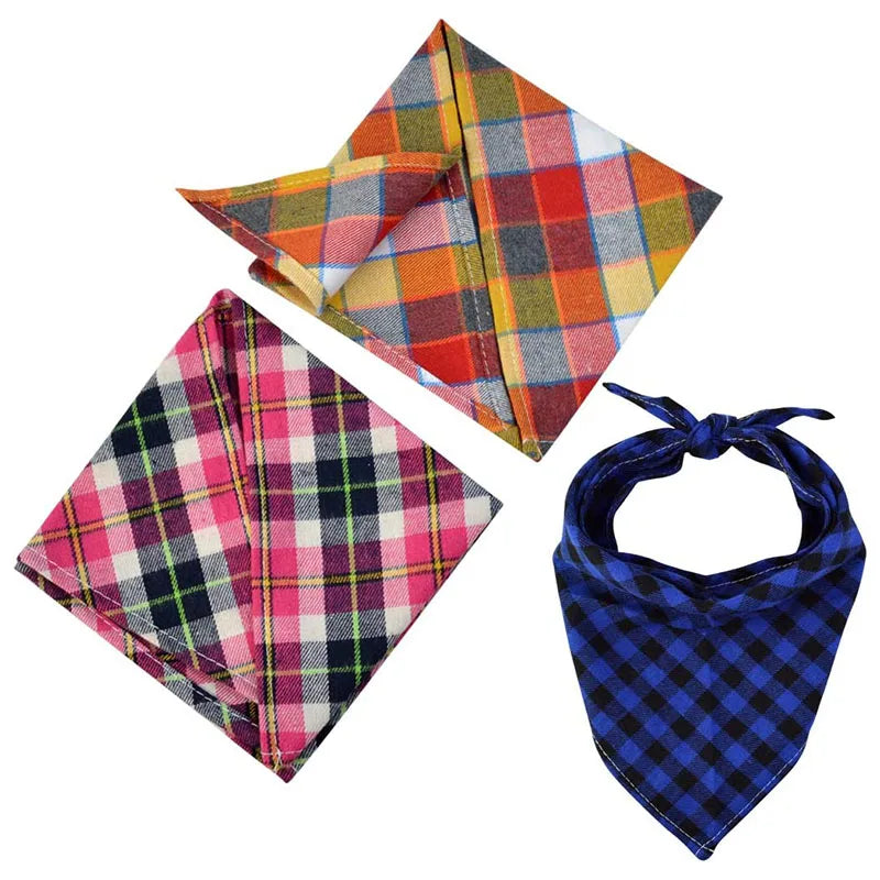 Dog Plaid Cotton Bandanas