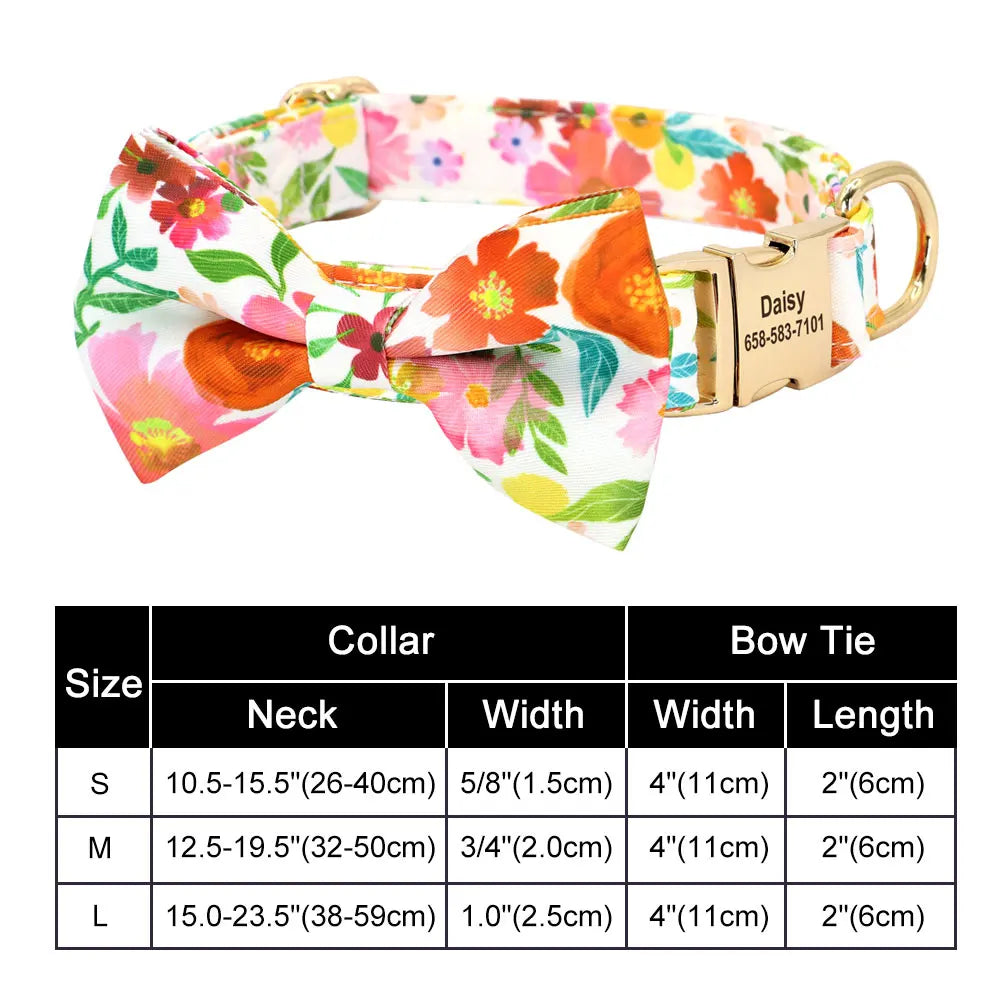 Dog Collar Bow in White Flower
