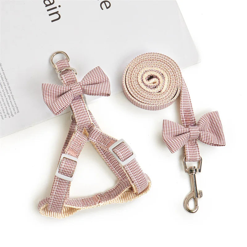 Cute Small Dog Harness in Bow Khaki