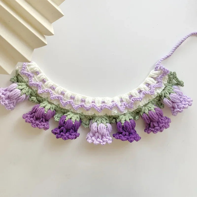 Knitted Dog Collar in Purple