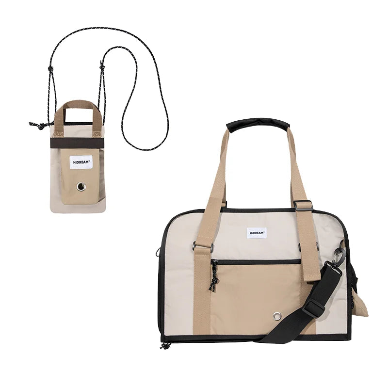 Small Dog Carrier Bag in Brown With Accompanying Bag
