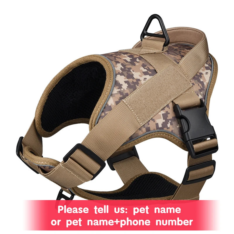 Personalized Dog Harness in Khaki Camouflage