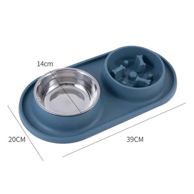 Dog Food Bowl To Slow Down Eating in Blue
