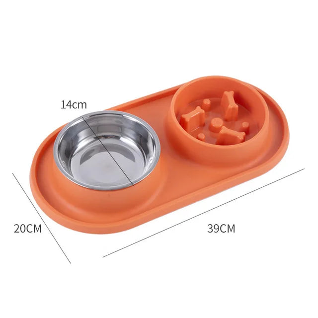 Dog Food Bowl To Slow Down Eating in Orange