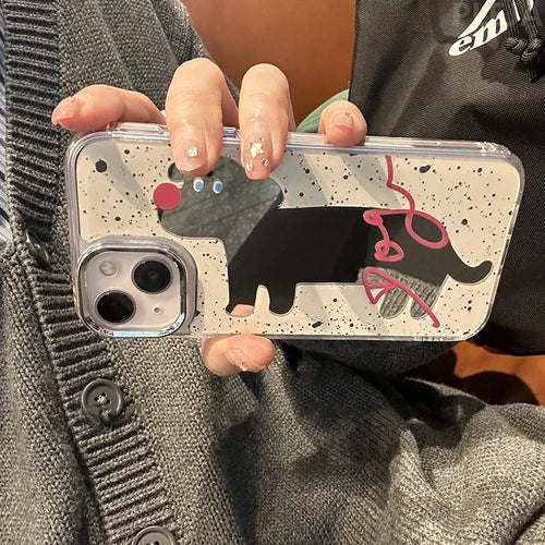 A Mirror Dog Phone Case for iPhone in White & Mirror