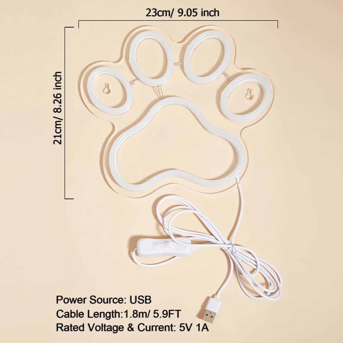 LED Neon Dog Paw