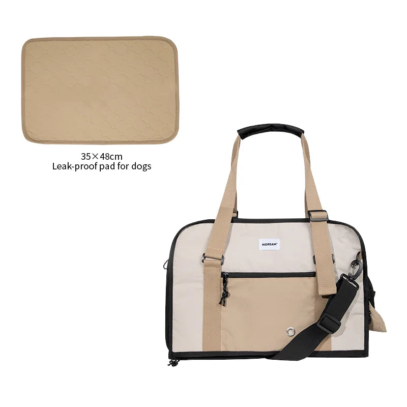Small Dog Carrier Bag in Brown With Urine Pad