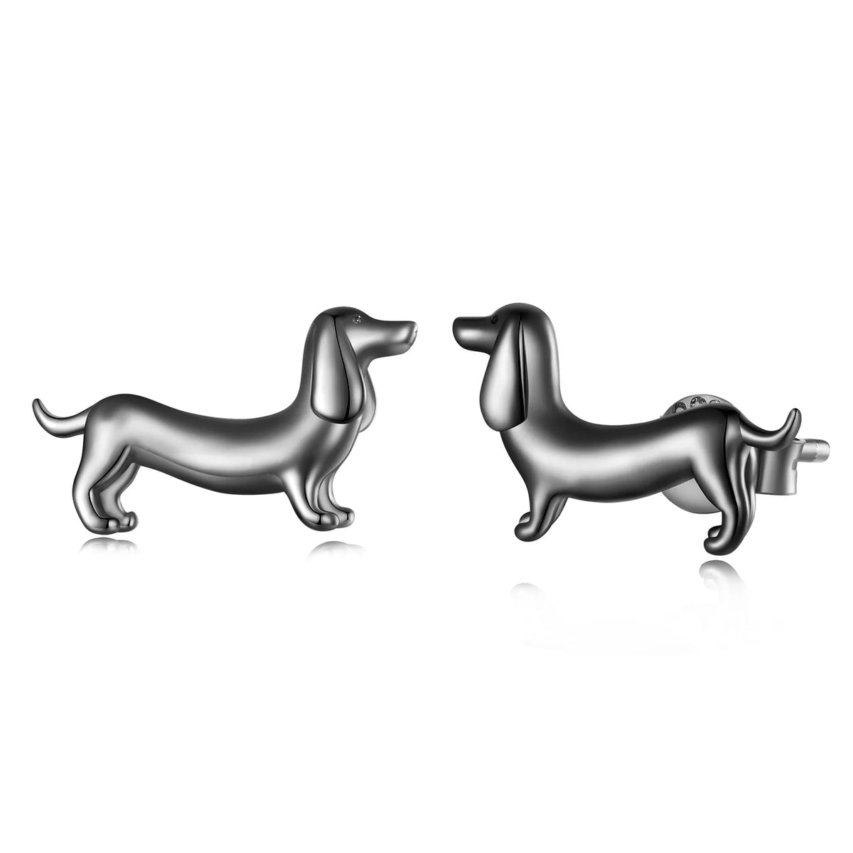 Dachshund Earrings Gold in Black